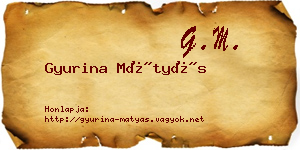 Gyurina Mátyás névjegykártya